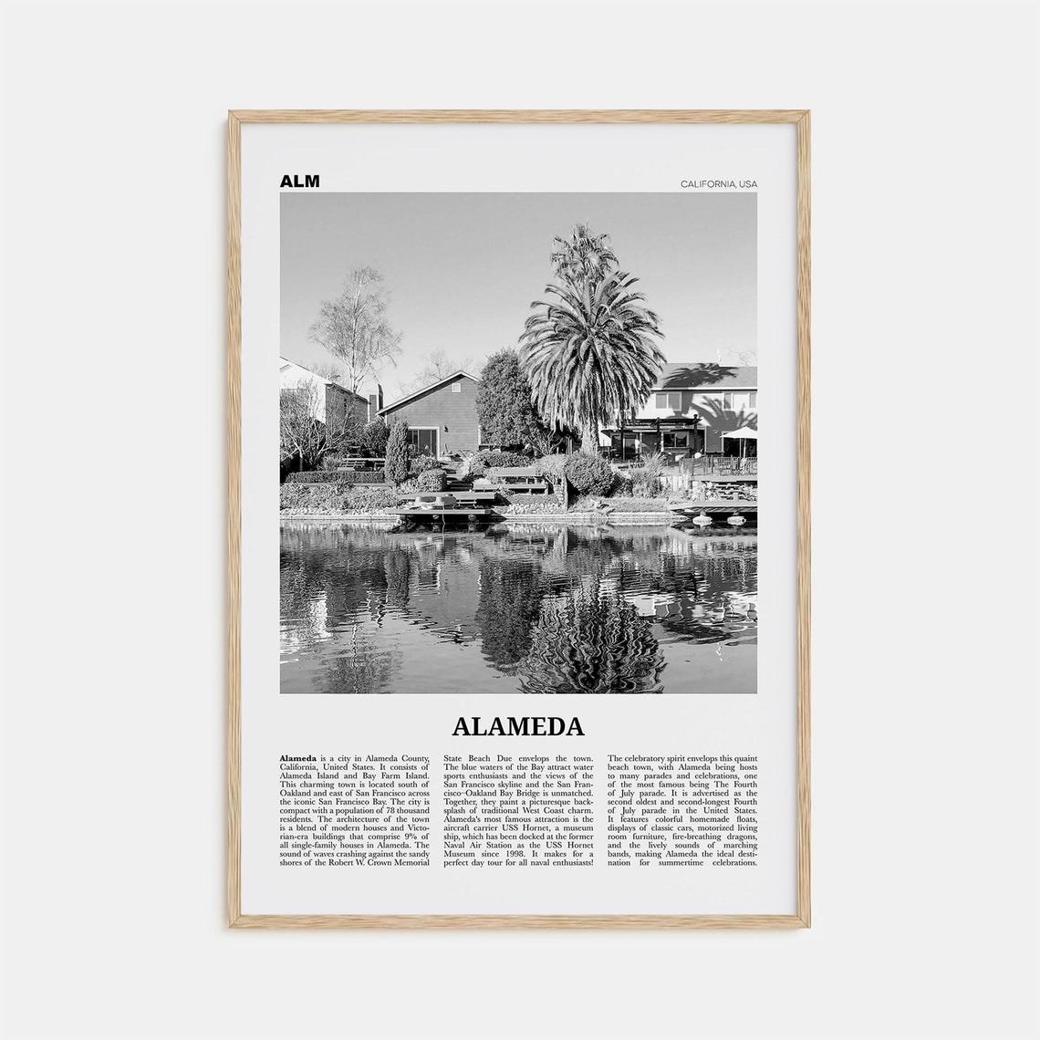 Alameda Black and White Travel Poster, California