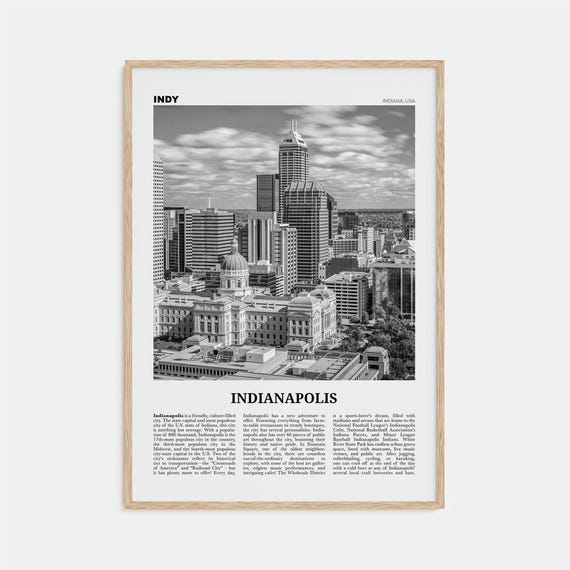 Indianapolis Black and White Travel Poster