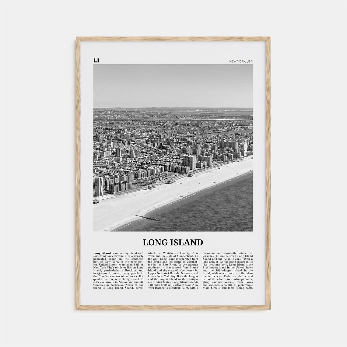 Long Island Black and White Travel Poster, New York