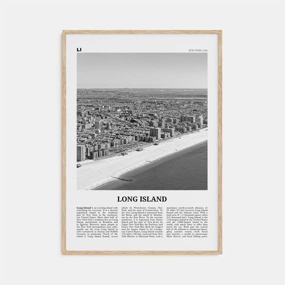 Long Island Black and White Travel Poster, New York
