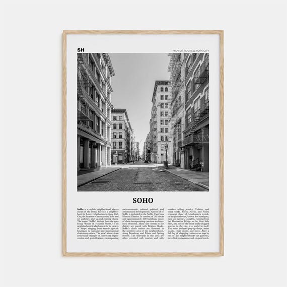 Soho, New York City Black and White Travel Poster