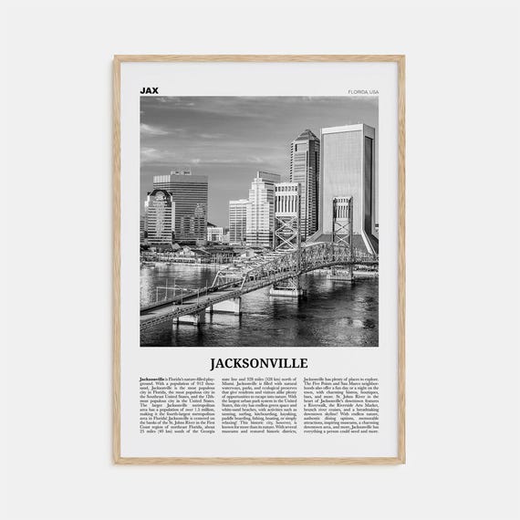 Jacksonville, North Carolina Black and White Travel Poster