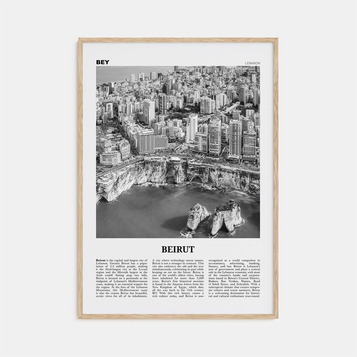 Beirut Black And White Wall Art Poster