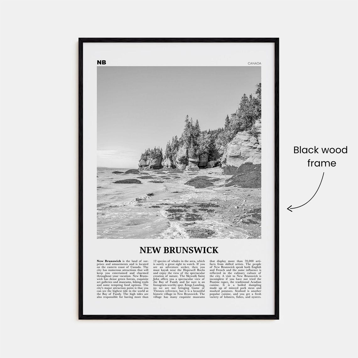 New Brunswick Black and White Travel Poster, Canada - Image 3
