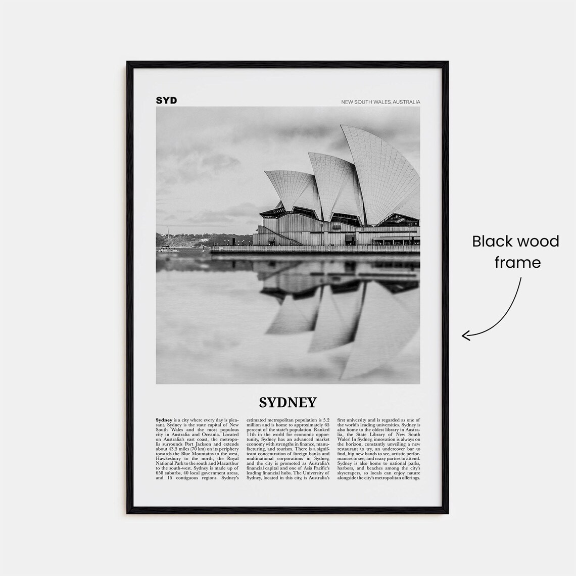 Sydney Black and White Travel Poster, New South Wales - Image 3