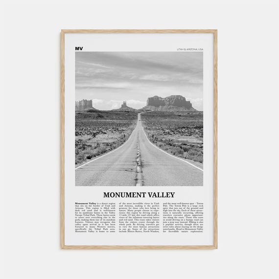 Monument Valley Black and White Travel Poster