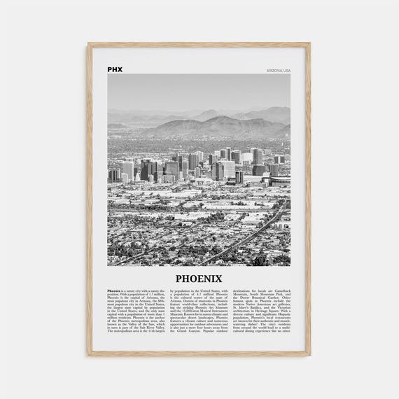 Phoenix, Arizona Black and White No. 1 Travel Poster