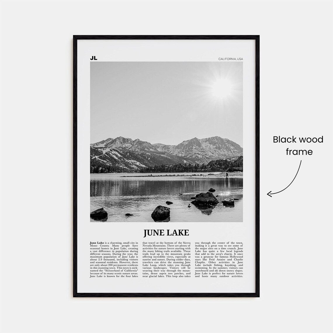 June Lake Black and White Travel Poster, California - Image 3