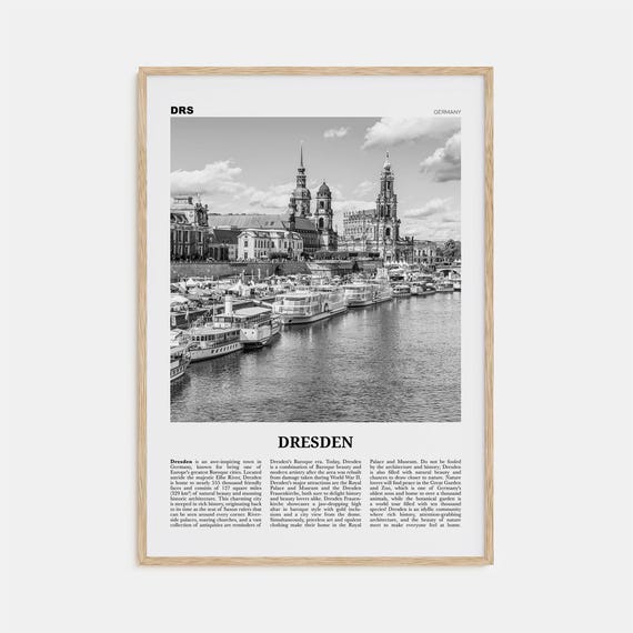 Dresden Black and White Travel Poster, Germany