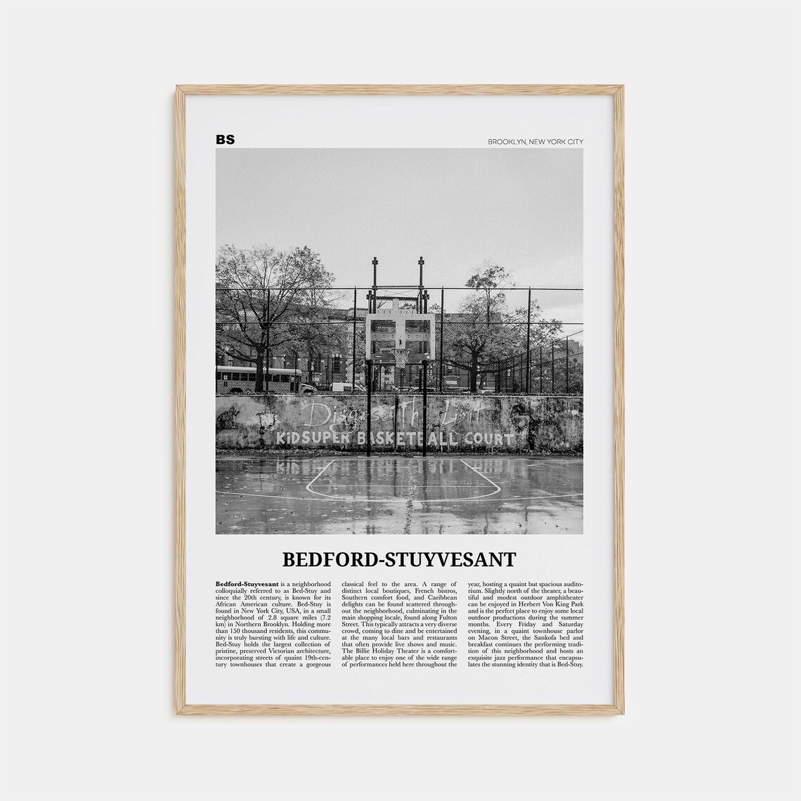 Bedford Stuyvesant Black and White Travel Poster