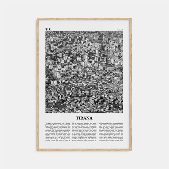 Tirana Black and White Travel Poster, Albania