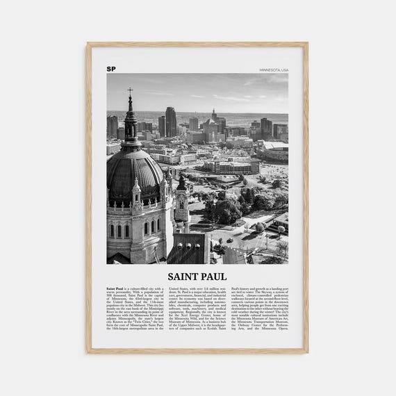 Saint Paul Black And White Travel Poster, Minnesota