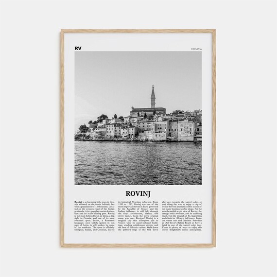 Rovinj Black and White Travel Poster, Croatia Hrvatska