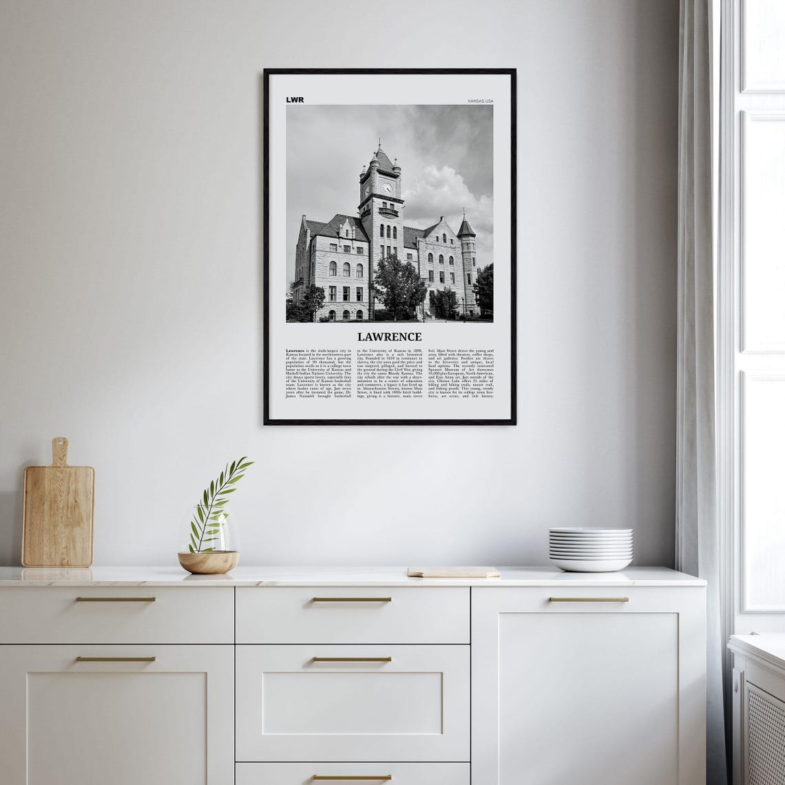 Lawrence, Kansas Black and White Travel Poster - Image 2