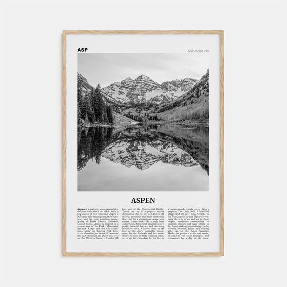 Aspen Black and White Travel Poster, Colorado USA
