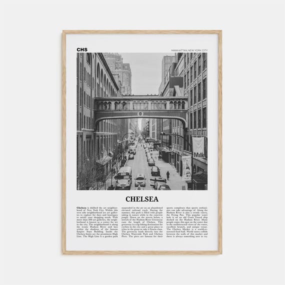 Chelsea, New York Black and White Travel Poster Print