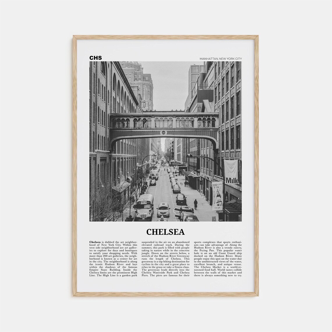 Chelsea, New York Black and White Travel Poster Print