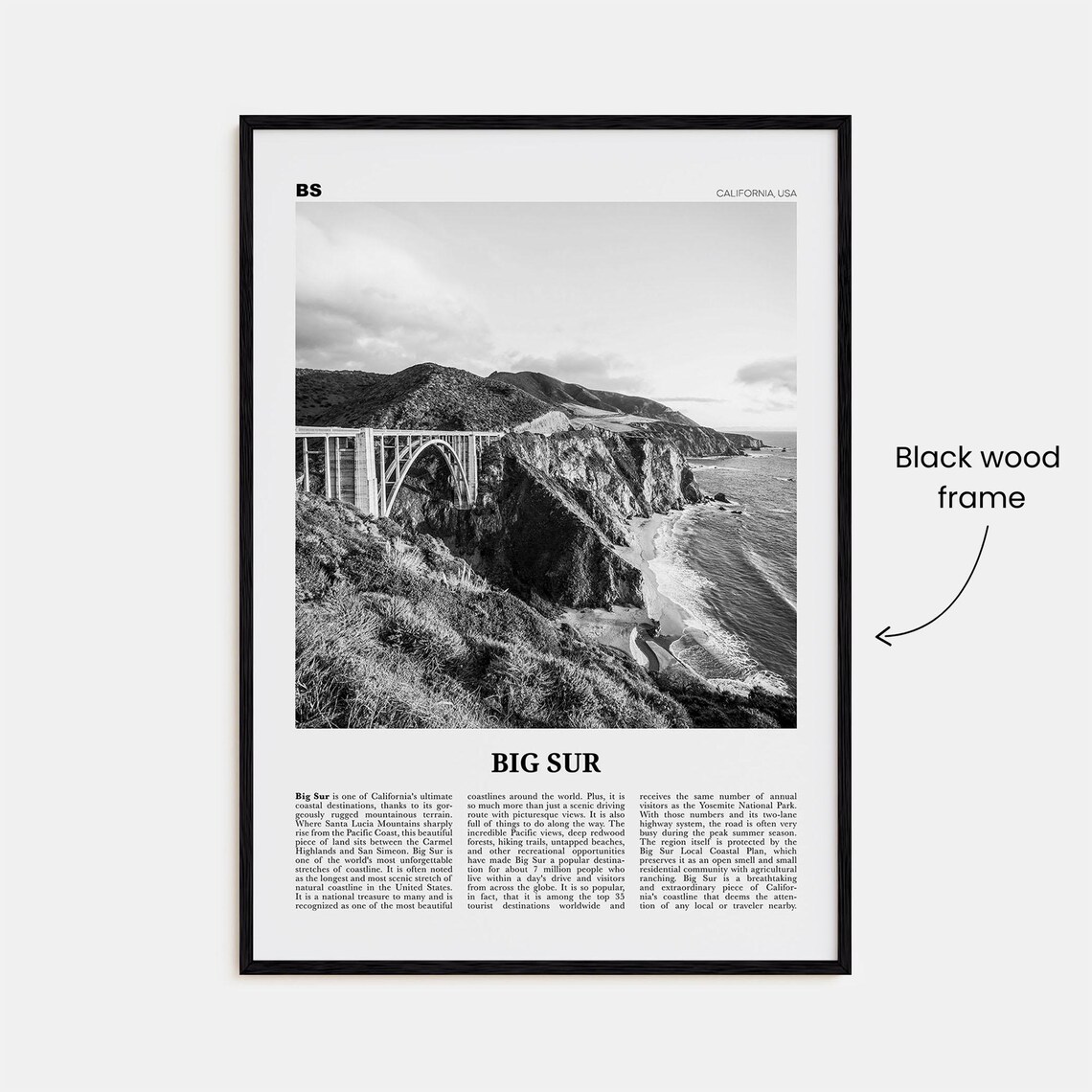 Big Sur Black and White No. 1 Travel Poster - Image 3