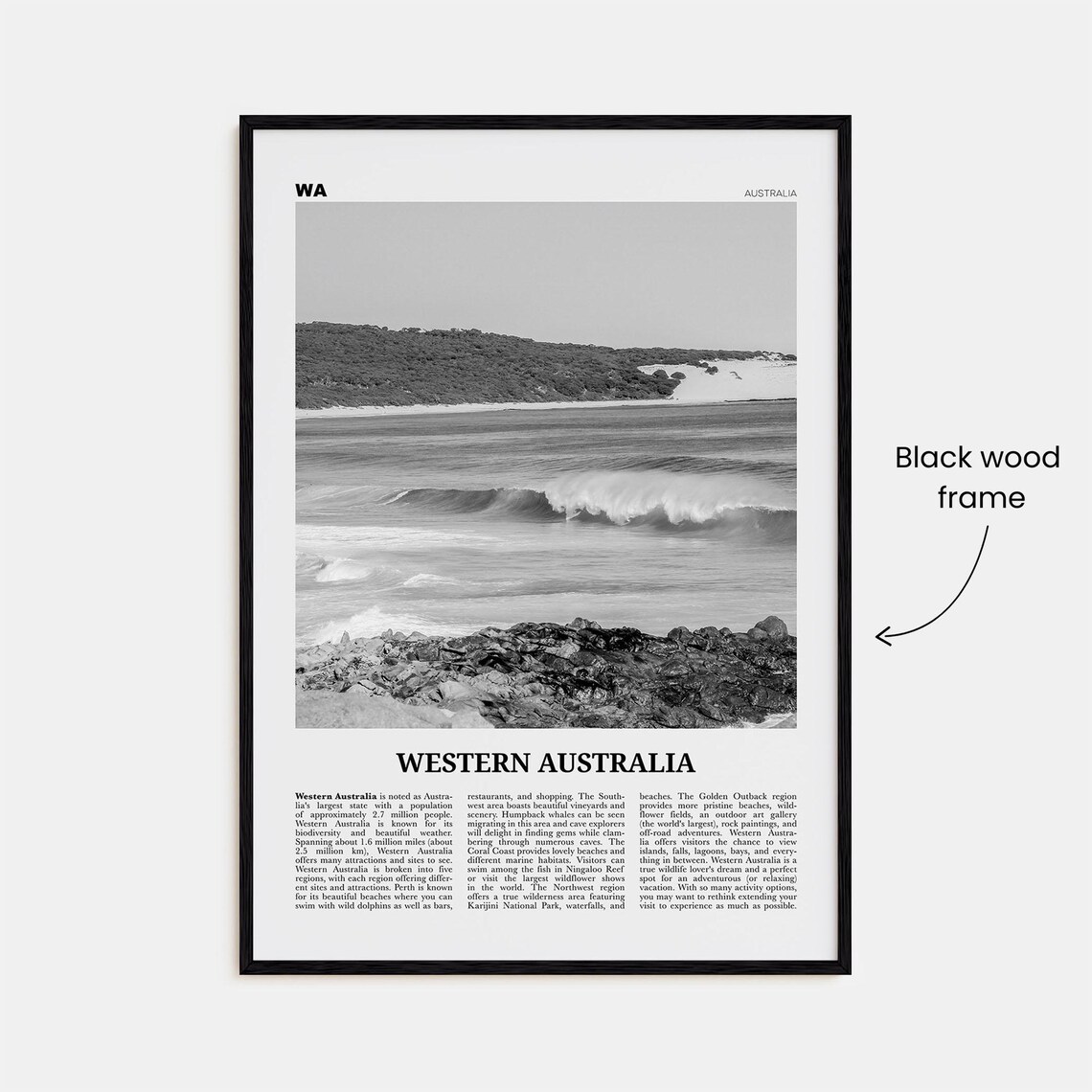 Western Australia Black And White Travel Poster - Image 3