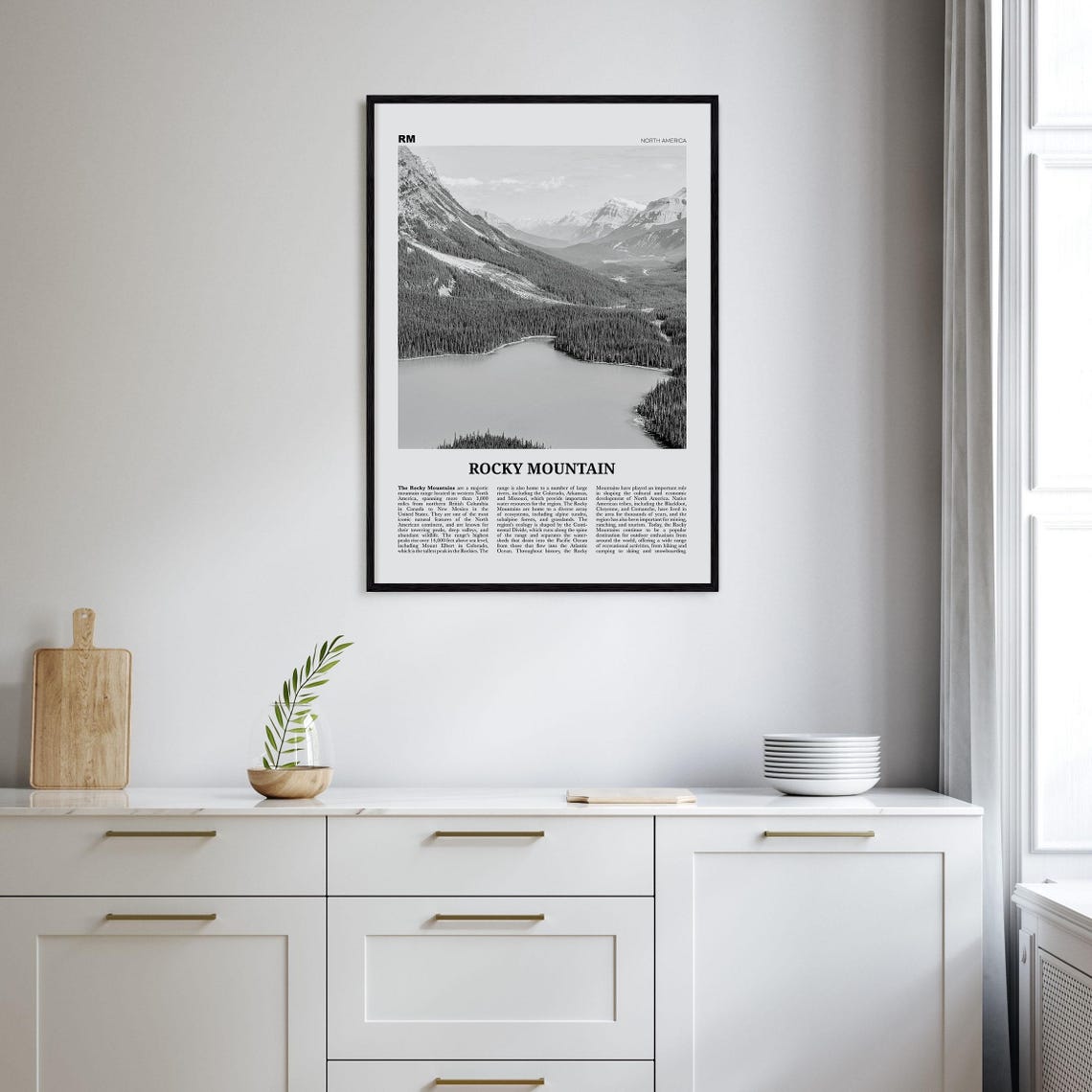 Rocky Mountain Black and White North America Travel Poster - Image 2