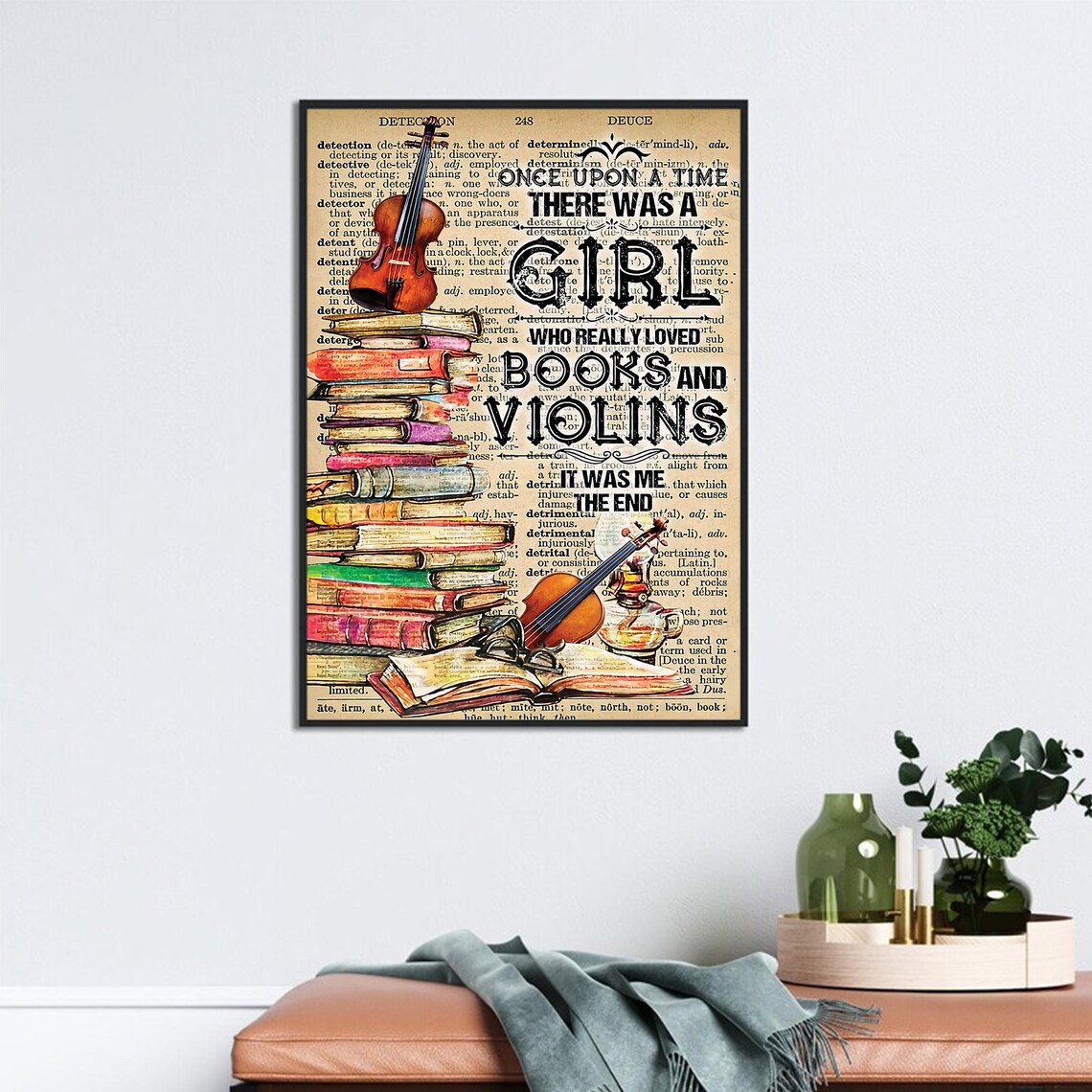 Book and Violin, A Girl Who Really Loved It Art Print - Image 3