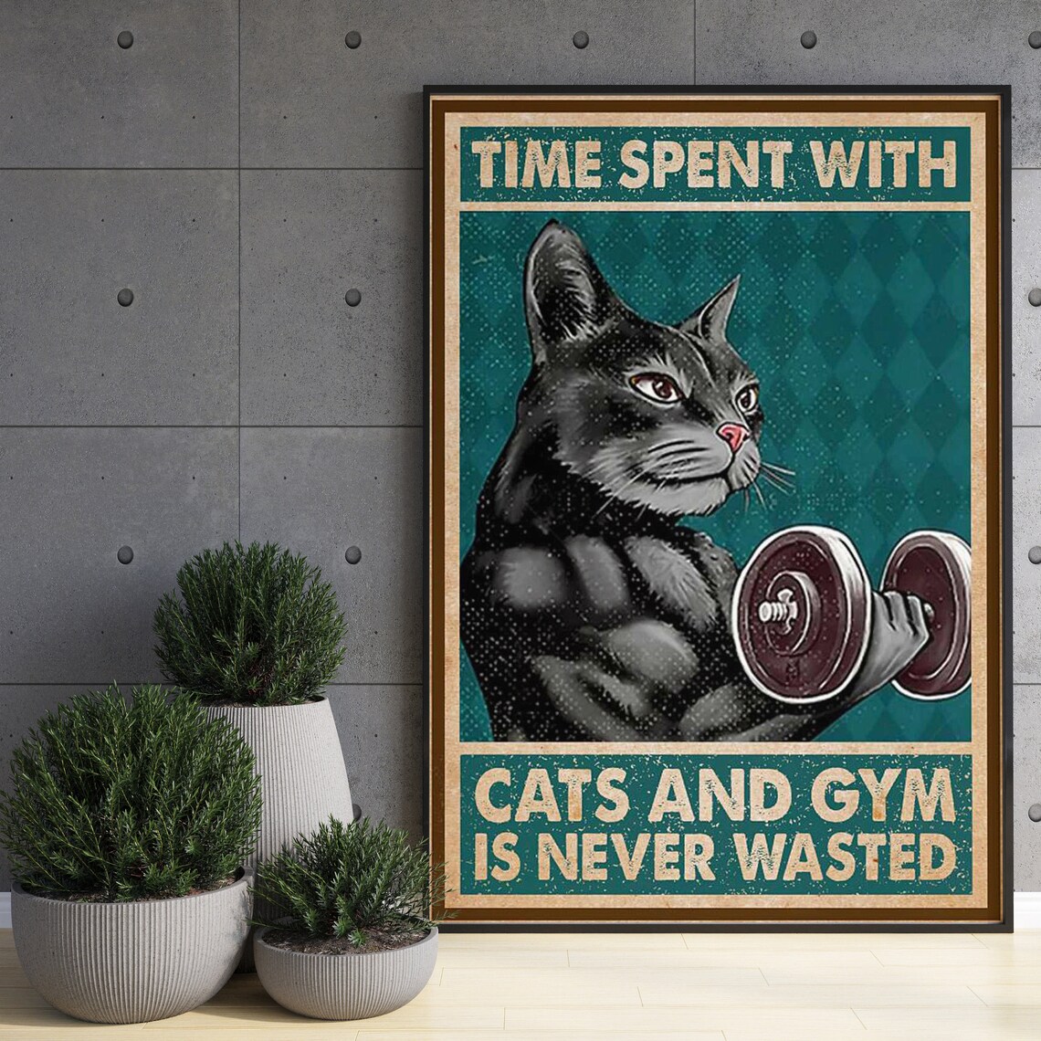 Funny Muscle Cat Gym Time Spent With Cats And Gym Is Never Wasted Poster - Image 3