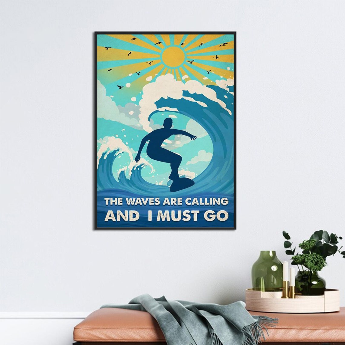 The Waves Are Calling And I Must Go Vintage Surf Wave Poster - Image 3