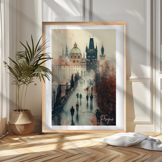 Prague Travel Poster Print Czech Republic Wall Art Wanderlust Home And Office Decor Gift For Travelers