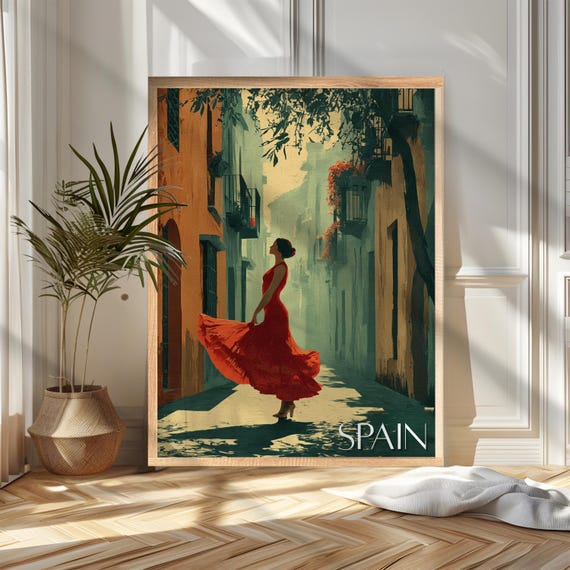 Spain Travel Poster Print Flamenco Dancer Wall Art Wanderlust Home And Office Decor Gift For Travelers