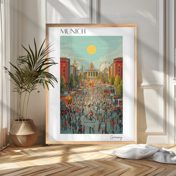 Munich Travel Poster Print Germany Retro Oktoberfest Wall Art Wanderlust Home And Office Decor Gift For Travelers