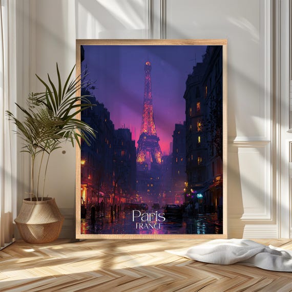 Paris Travel Poster Print Eiffel Tower Wall Art Wanderlust Home And Office Decor Gift For Travelers