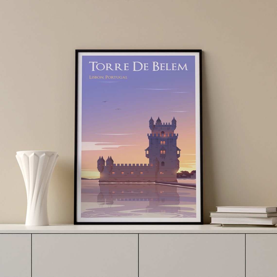 Lisbon Torre de Belem Portugal Sunset Riverside Castle Tower Poster - Image 2