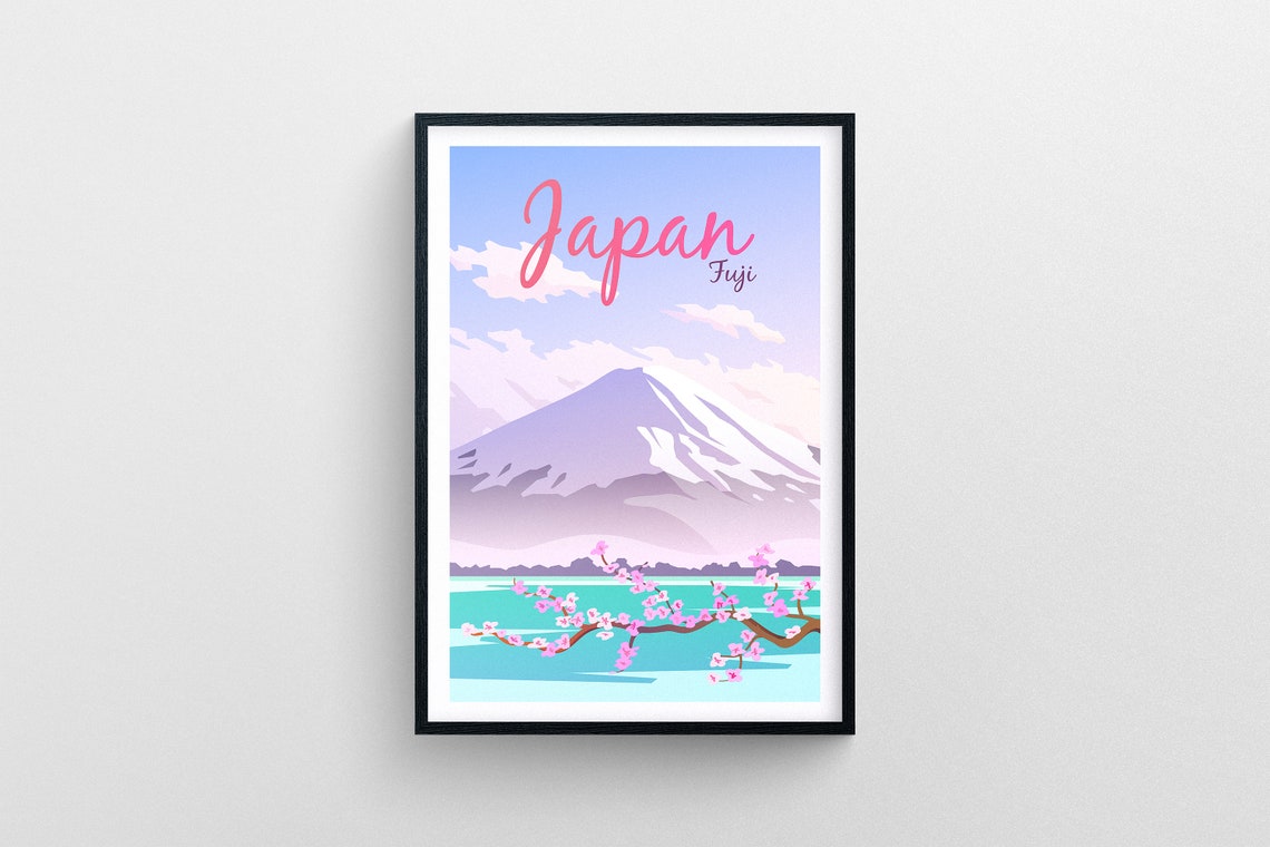 Mount Fuji Japan Travel Poster Mount Fuji Wall Art Mount Fuji Japan Travel Print Japan Wanderlust Poster Mount Fuji Travel Illustration - Image 5