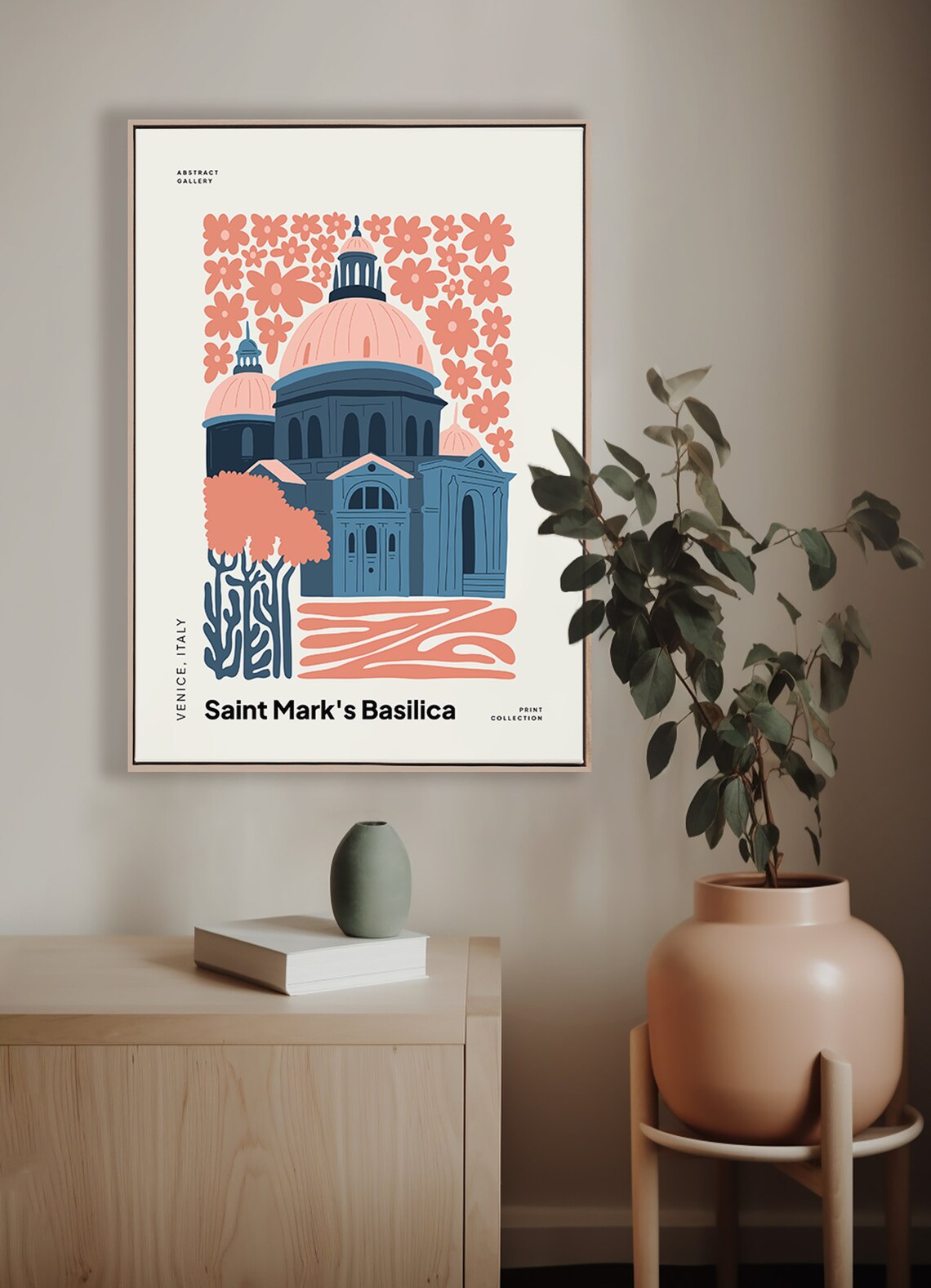 Saint Marks Basilica Venice Italy Coral Domes Floral Art Poster - Image 4