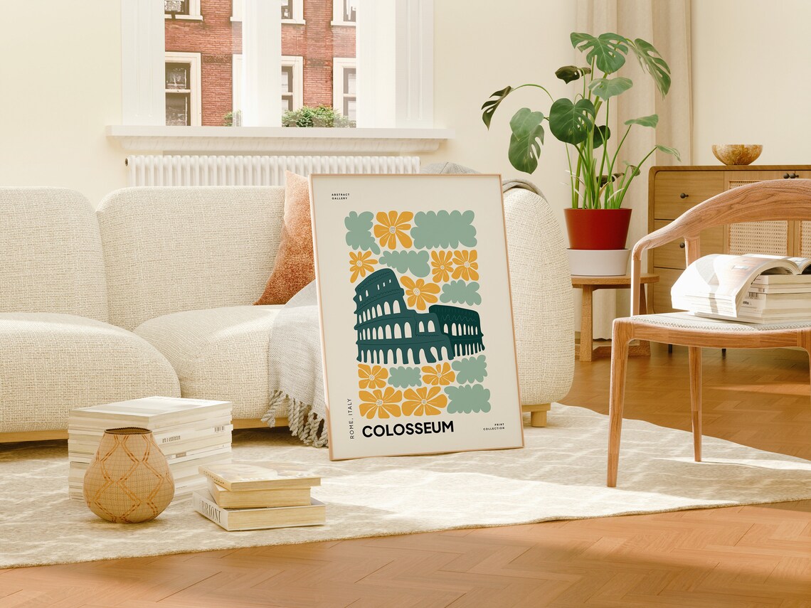 Beautiful Rome Colosseum Floral Abstract Art Poster Italy Travel - Image 4