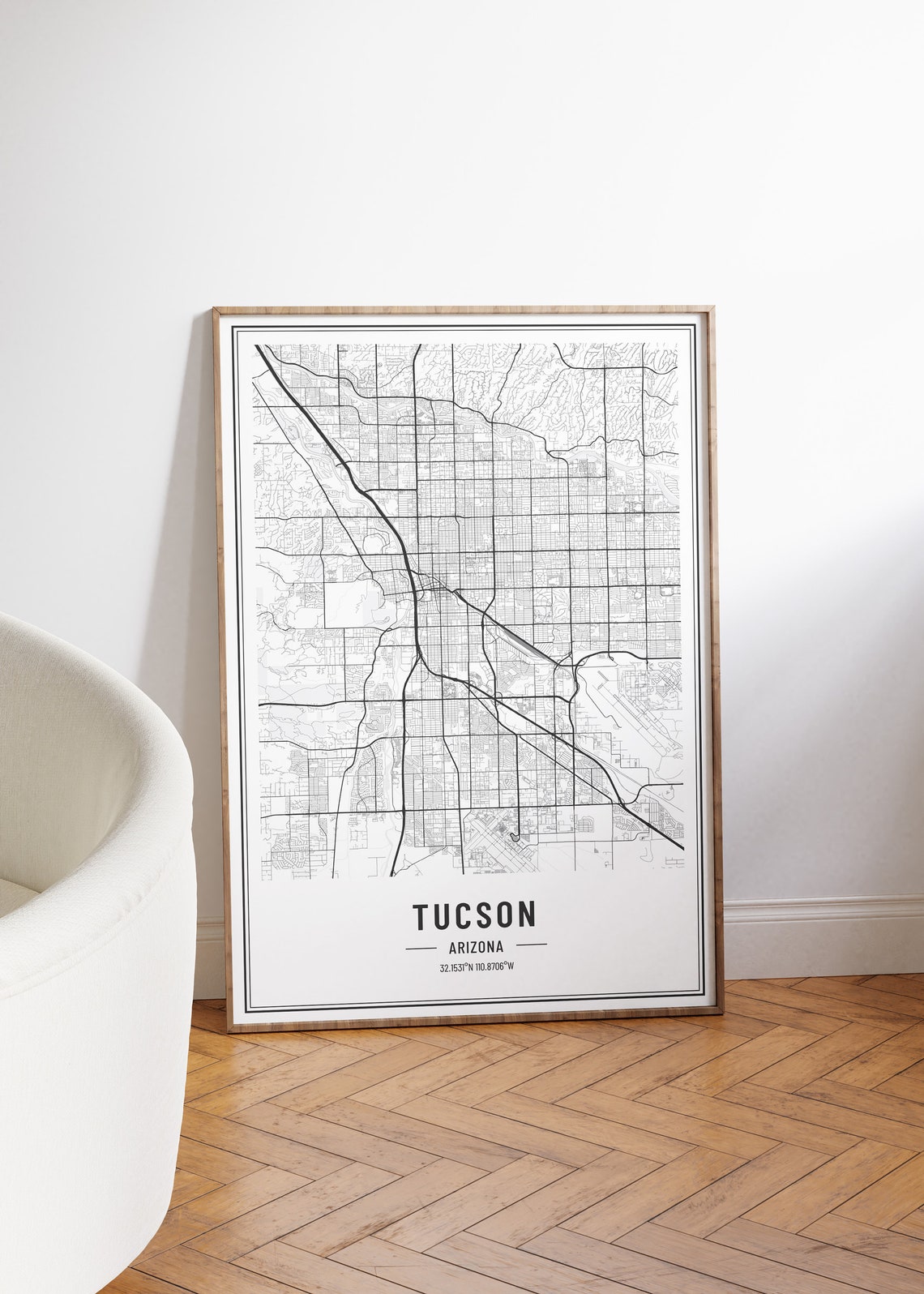 Tulsa Oklahoma Modern Black and White Minimalist City Map Poster - Image 4