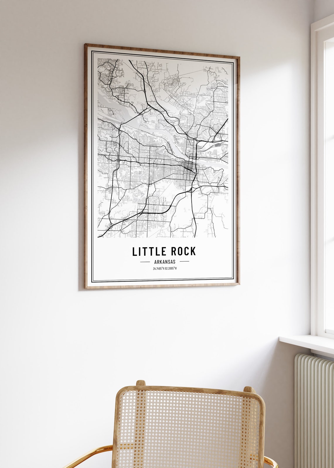 Little Rock Arkansas City Street Map Minimalist Black White Poster - Image 5