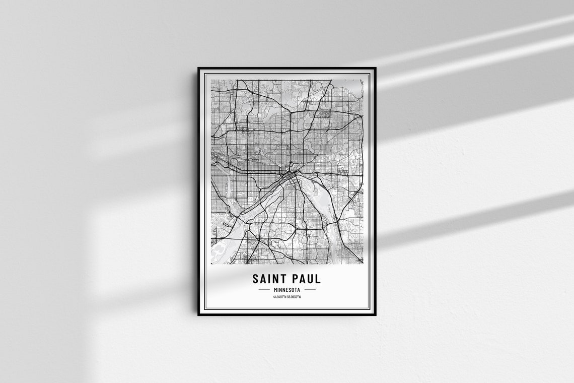 Saint Paul Minnesota Street Map Black and White Minimalist City Poster - Image 4