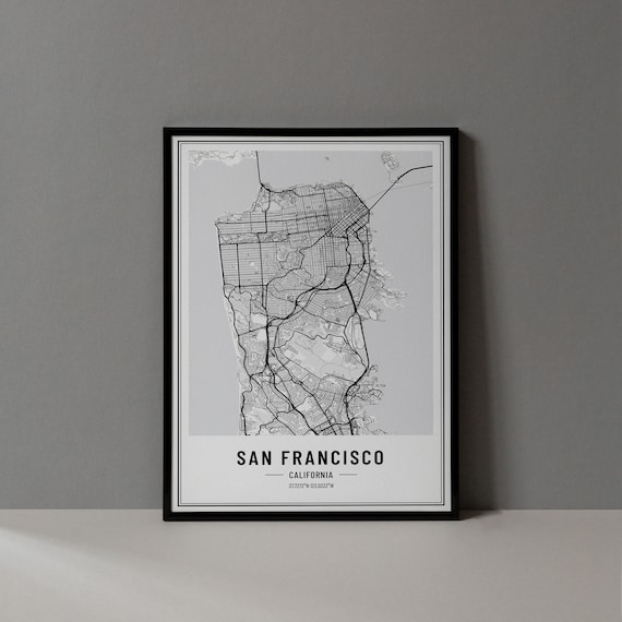 San Francisco California City Street Map Minimalist Art Poster