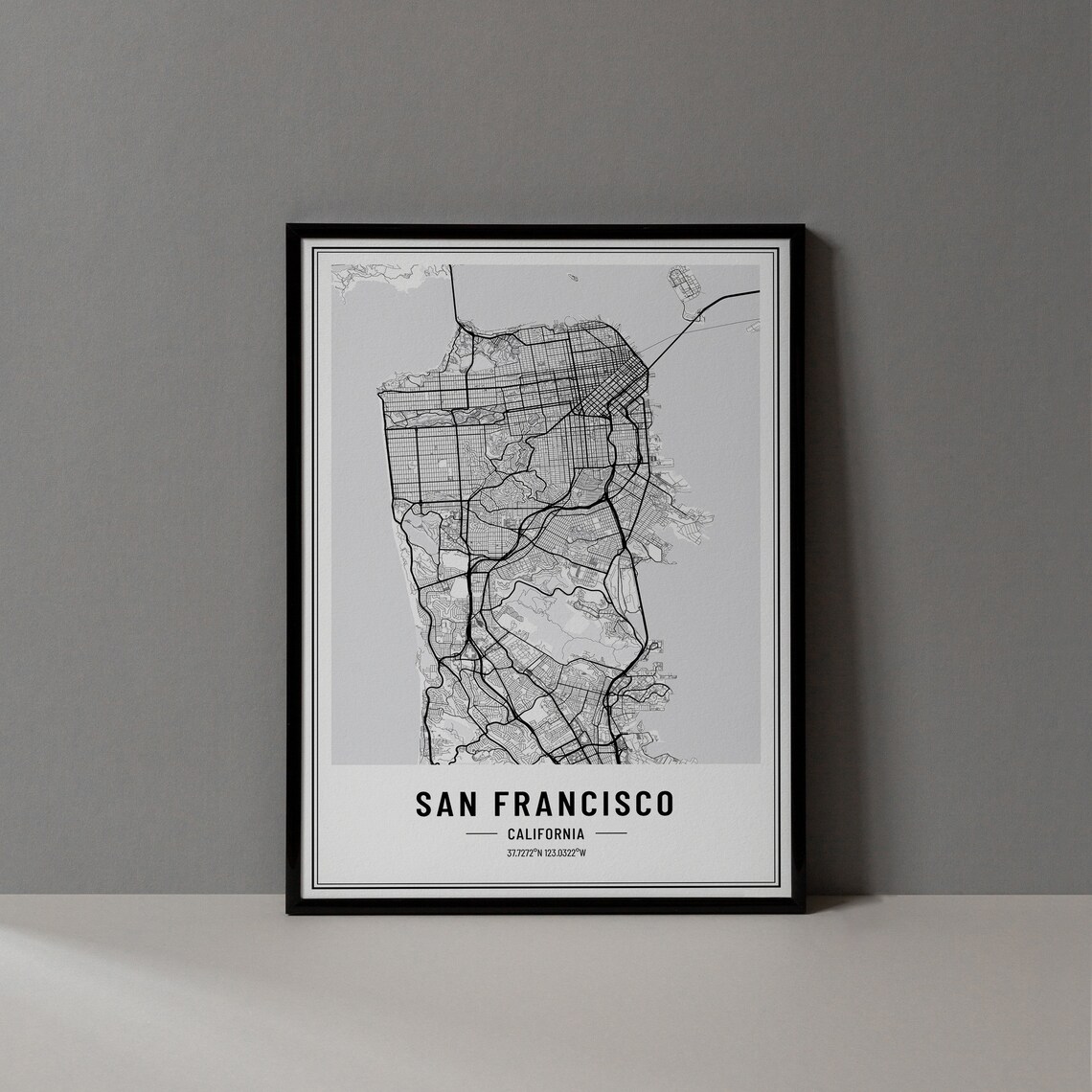San Francisco California City Street Map Minimalist Art Poster