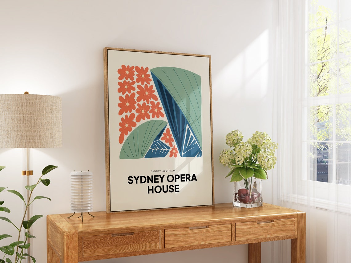Sydney Opera House Australia Floral Abstract Art Wall Poster Gift - Image 4