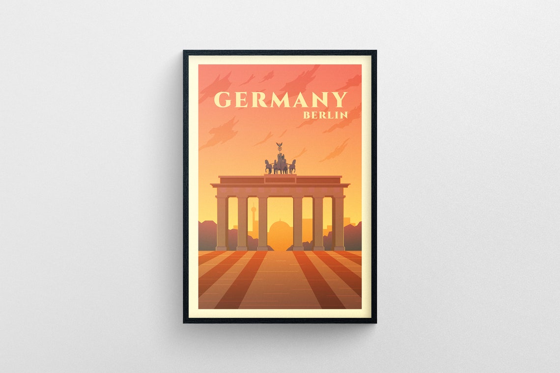 Germany Berlin Brandenburg Gate Vintage Sunset Travel Poster - Image 5