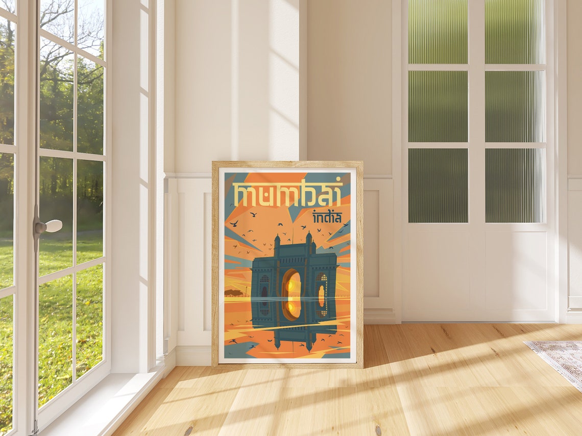 Mumbai India Gateway of India Sunset Water Reflection Art Poster - Image 4