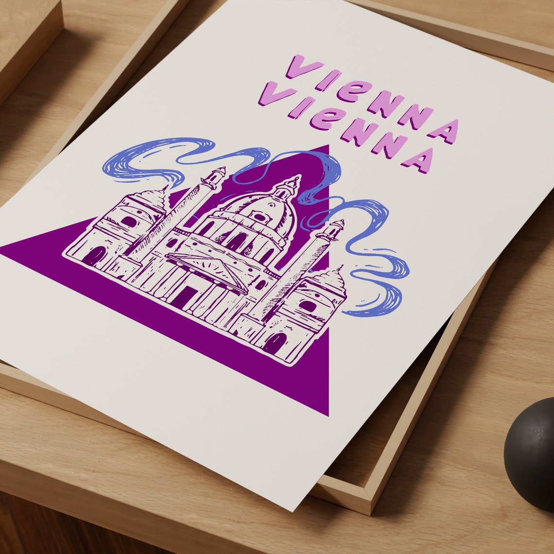 St Charles Church Vienna Austria Hand Drawn Illustration Poster - Image 4