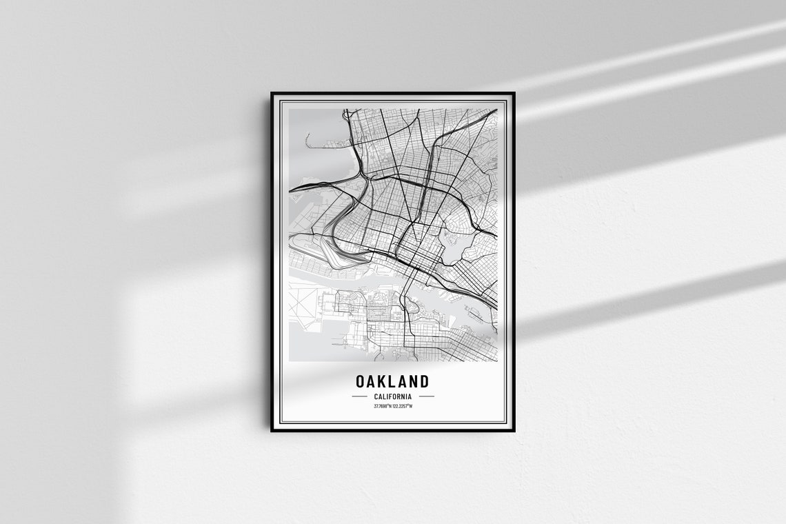 Oakland California Black and White Minimalist City Map Poster - Image 4