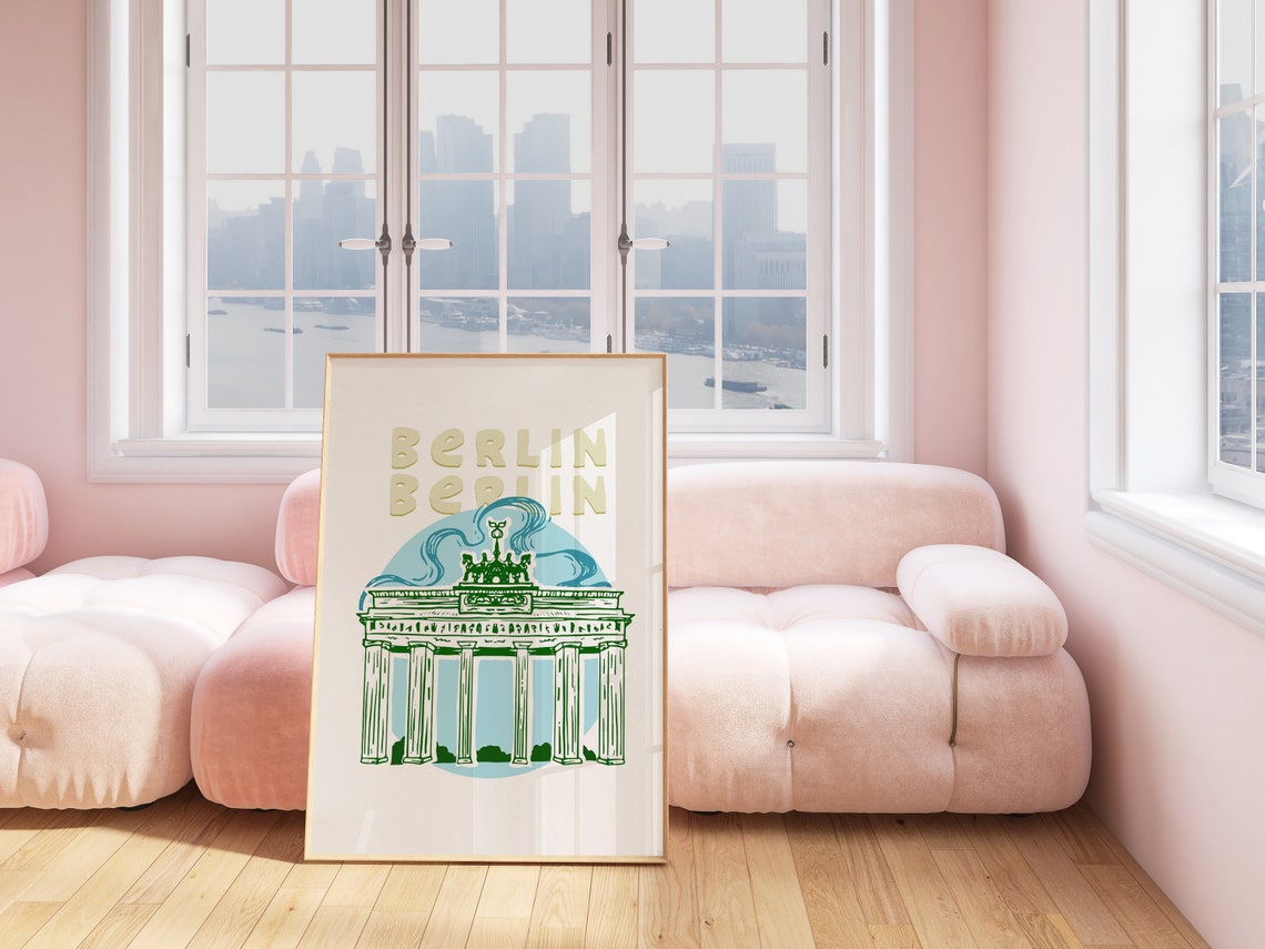 Brandenburg Gate Berlin Green Hand Drawn Illustration Poster - Image 6