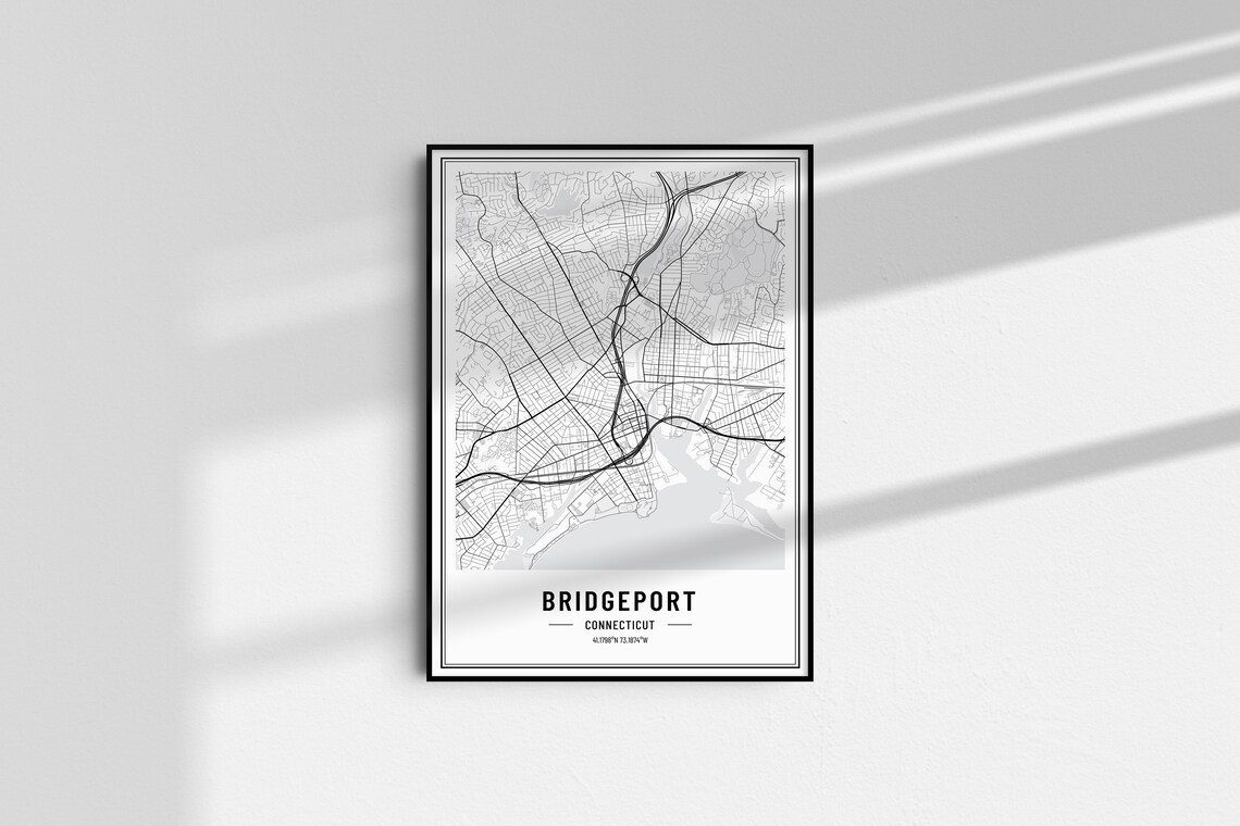 Bridgeport Connecticut Street Map Black and White Minimalist City Poster - Image 4