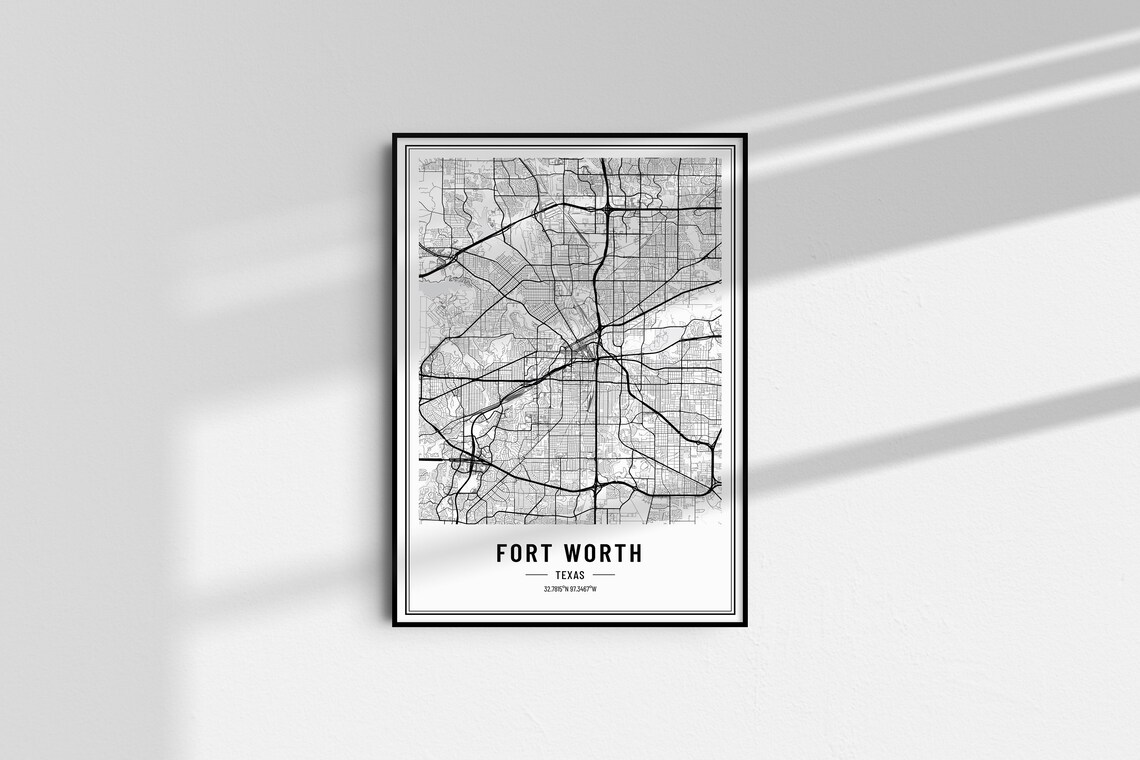 Fort Worth Texas Map Print, City Coordinates - Image 4