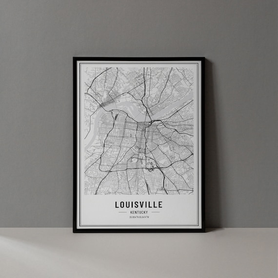 Louisville Kentucky Minimalist City Street Map Art Decor Poster