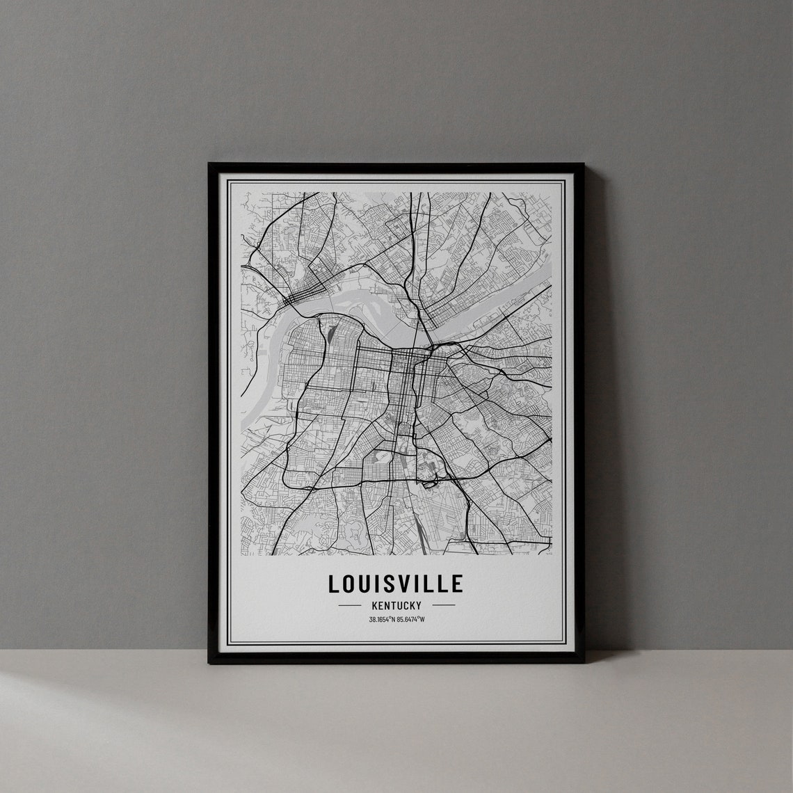 Louisville Kentucky Map Print Louisville Kentucky Map Poster Louisville Wall Art Louisville Print Louisville City Coordinates